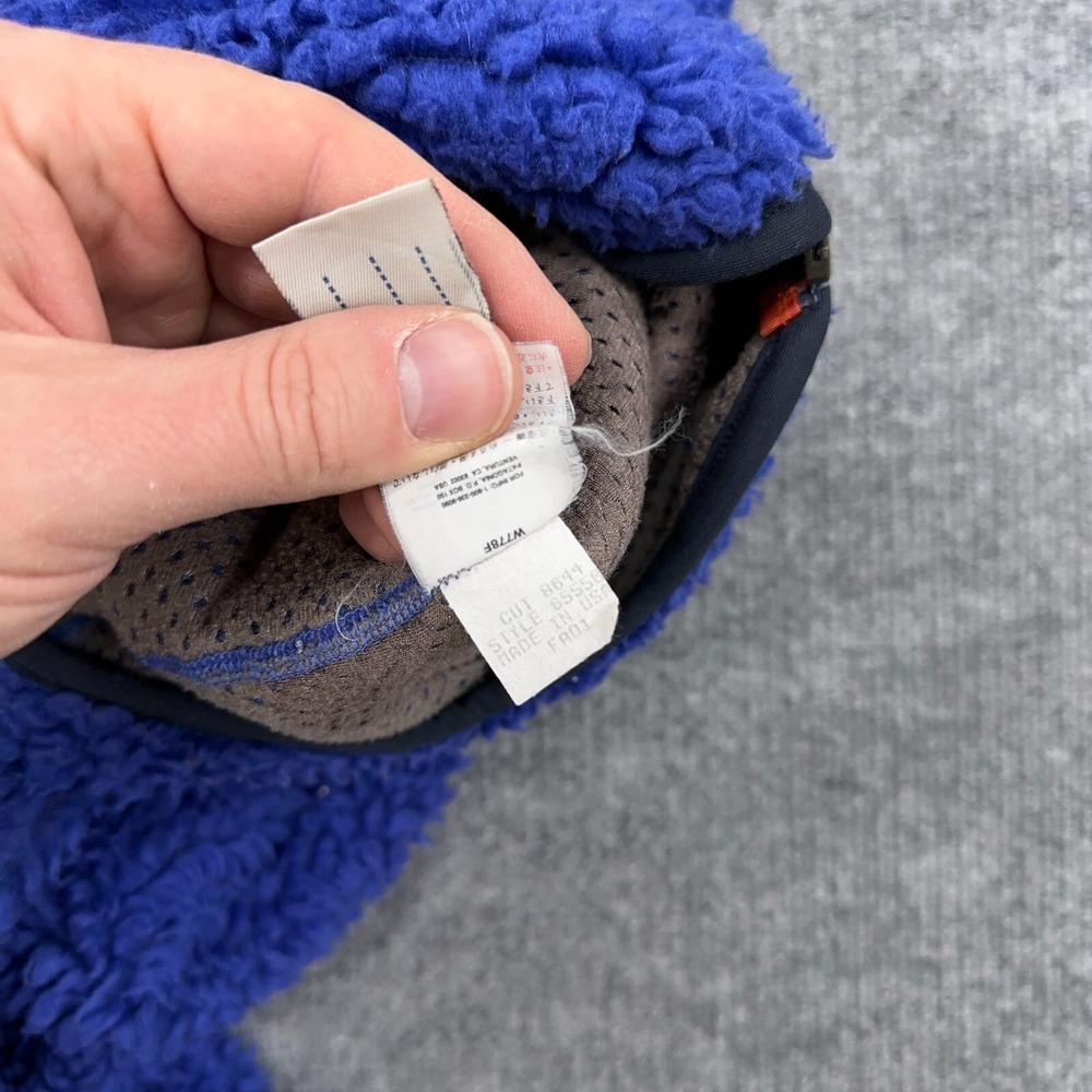 Vintage Patagonia Jacket Men S (Youth XL) Cobalt Blue Retro X Deep Pile USA Made - Picture 10 of 15